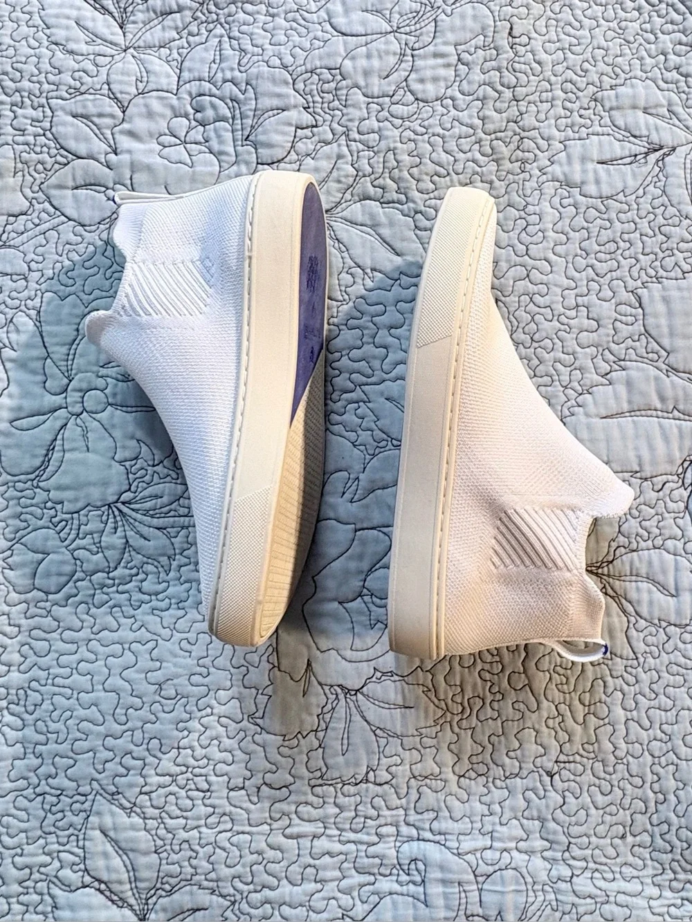 💥Rothy’s The Chelsea White Knit Slip-On Sneaker Boots Women’s Sz 6.5🧡